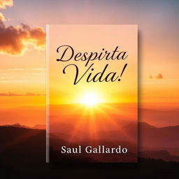 A striking book cover design showcasing a radiant sunrise with warm colors such as oranges, yellows, and soft pinks, illuminating a picturesque landscape that symbolizes light and renewal