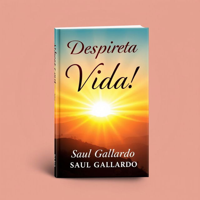 A striking book cover design showcasing a radiant sunrise with warm colors such as oranges, yellows, and soft pinks, illuminating a picturesque landscape that symbolizes light and renewal