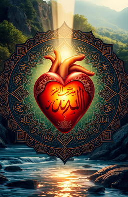 A beautiful and intricate representation of Islam, focusing on the heart as a symbol of faith and devotion