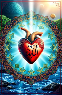 A beautiful and intricate representation of Islam, focusing on the heart as a symbol of faith and devotion