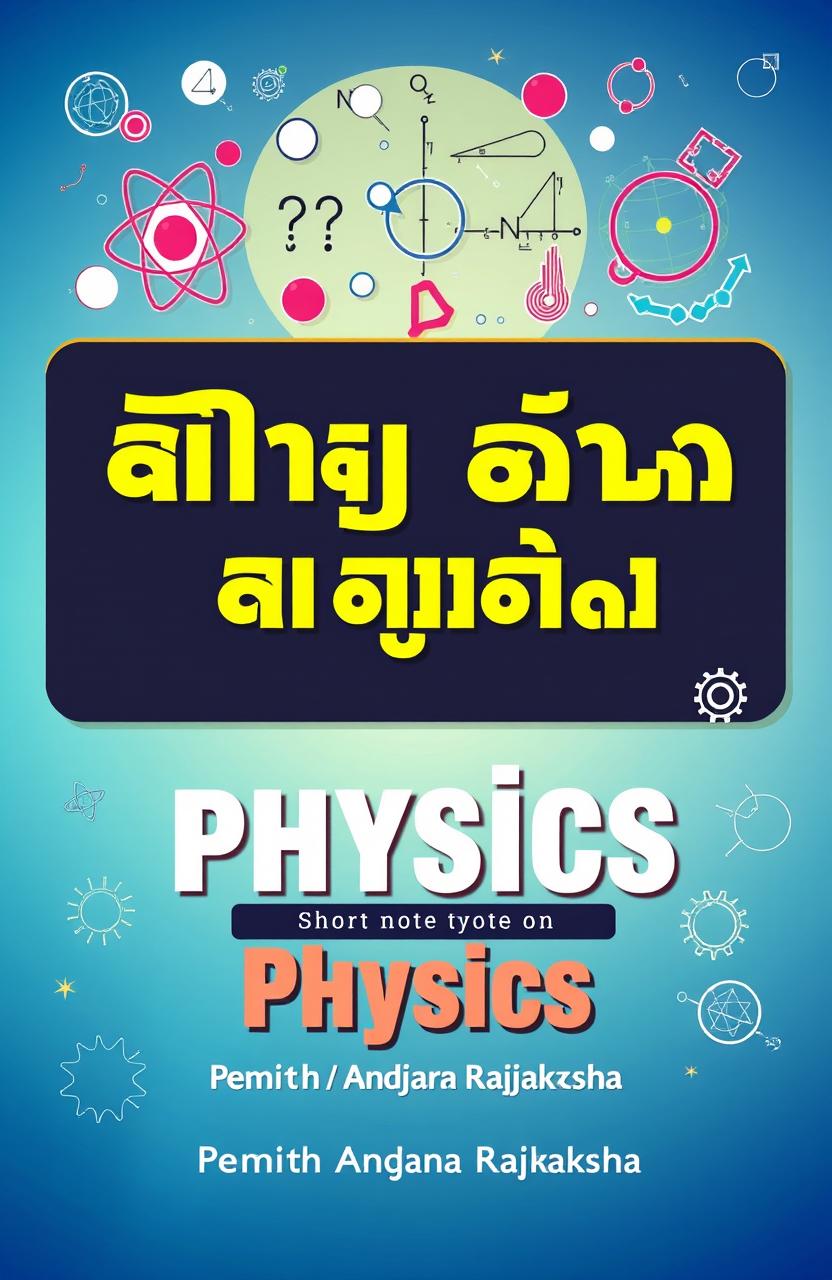 A vibrant and engaging cover page for a short note on physics titled 'යාන්ත්‍ර විද්‍යාව'