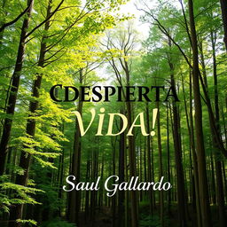 A book cover for a poetry collection featuring a flourishing forest landscape filled with tall, vibrant trees and glistening green leaves