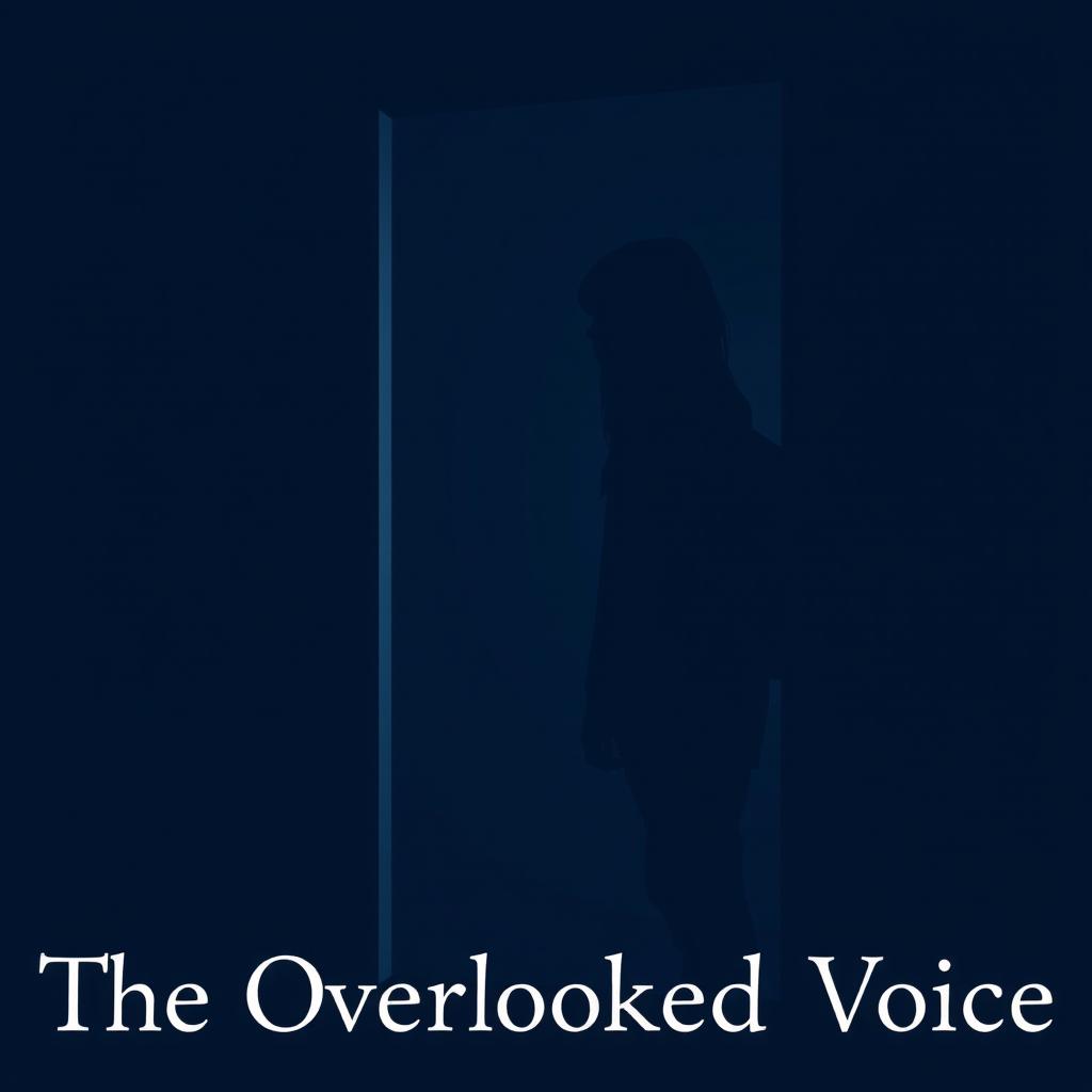 A silhouette of a teenage girl standing alone, possibly in the corner of a room or outside a house, capturing the essence of loneliness and alienation