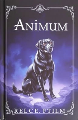 A captivating book cover titled "Animum", featuring a striking illustration of a black dog as the central image