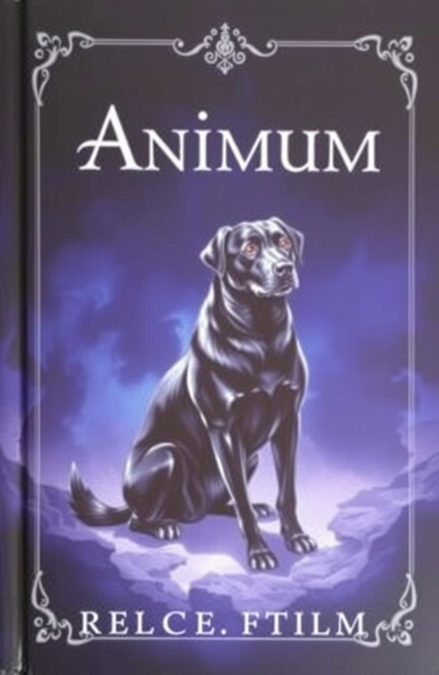 A captivating book cover titled "Animum", featuring a striking illustration of a black dog as the central image