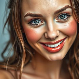 A stunning close-up of a woman's face, elegantly adorned with shimmering makeup