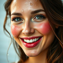 A stunning close-up of a woman's face, elegantly adorned with shimmering makeup