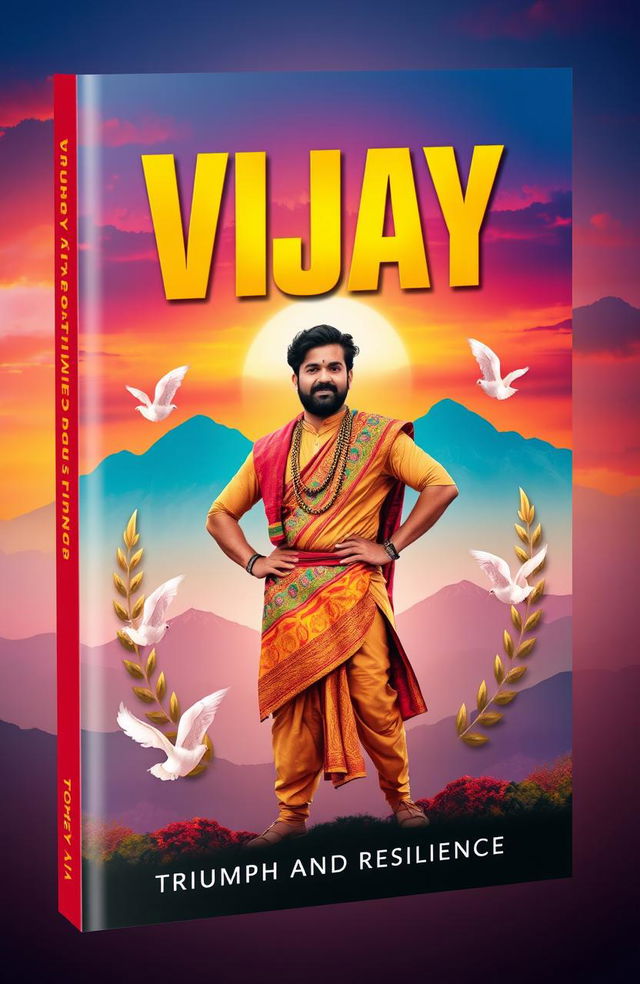 A captivating book cover design for a story titled 'Vijay'