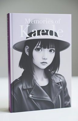 A modern portrait of a Japanese girl wearing a stylish hat and a black leather jacket