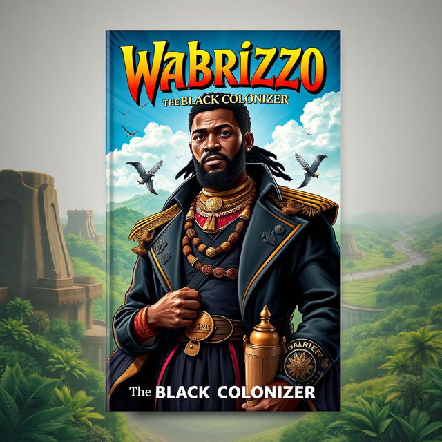 A striking book cover design for a fictional novel titled 'Wabrizzo the Black Colonizer'