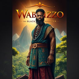 A captivating cover design for a fictional book titled 'Wabrizzo the Black Colonizer'