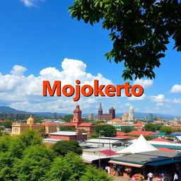 A scenic view of Mojokerto city, featuring its beautiful blend of traditional and modern architecture