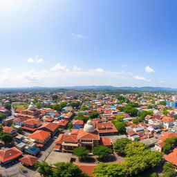 A panoramic view of Kota Mojokerto in the East Java Province, showcasing a lively urban landscape