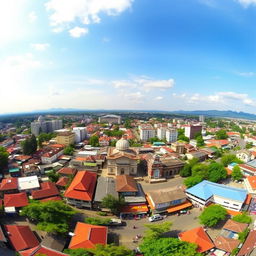 A panoramic view of Kota Mojokerto in the East Java Province, showcasing a lively urban landscape