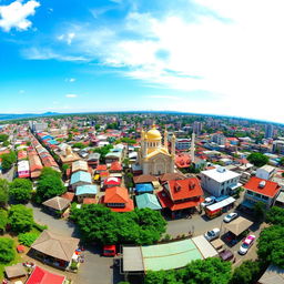 A panoramic view of Kota Mojokerto in the East Java Province, showcasing a lively urban landscape