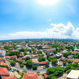 A panoramic view of Kota Mojokerto in the East Java Province, showcasing a lively urban landscape