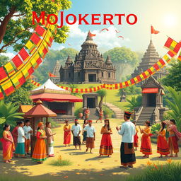 An artistic representation of Mojokerto's rich cultural heritage, showcasing traditional Javanese elements