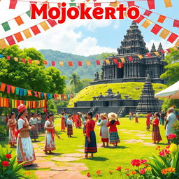 An artistic representation of Mojokerto's rich cultural heritage, showcasing traditional Javanese elements