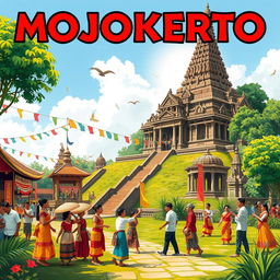 An artistic representation of Mojokerto's rich cultural heritage, showcasing traditional Javanese elements