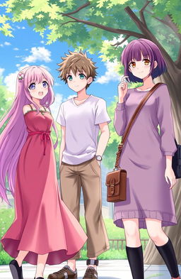 A scene featuring three teenagers in an outdoor setting