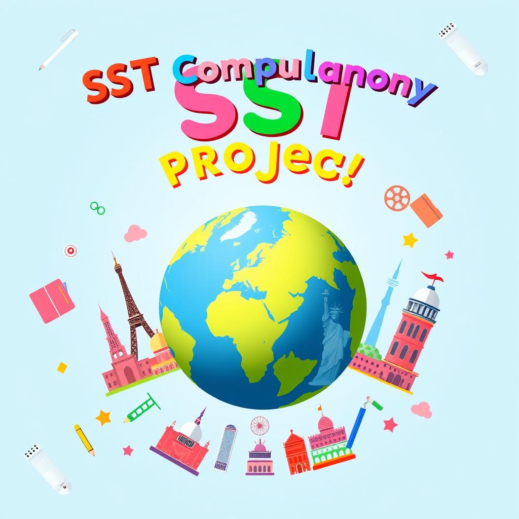 A visually striking cover page design for an SST (Social Studies Teamwork) compulsory project