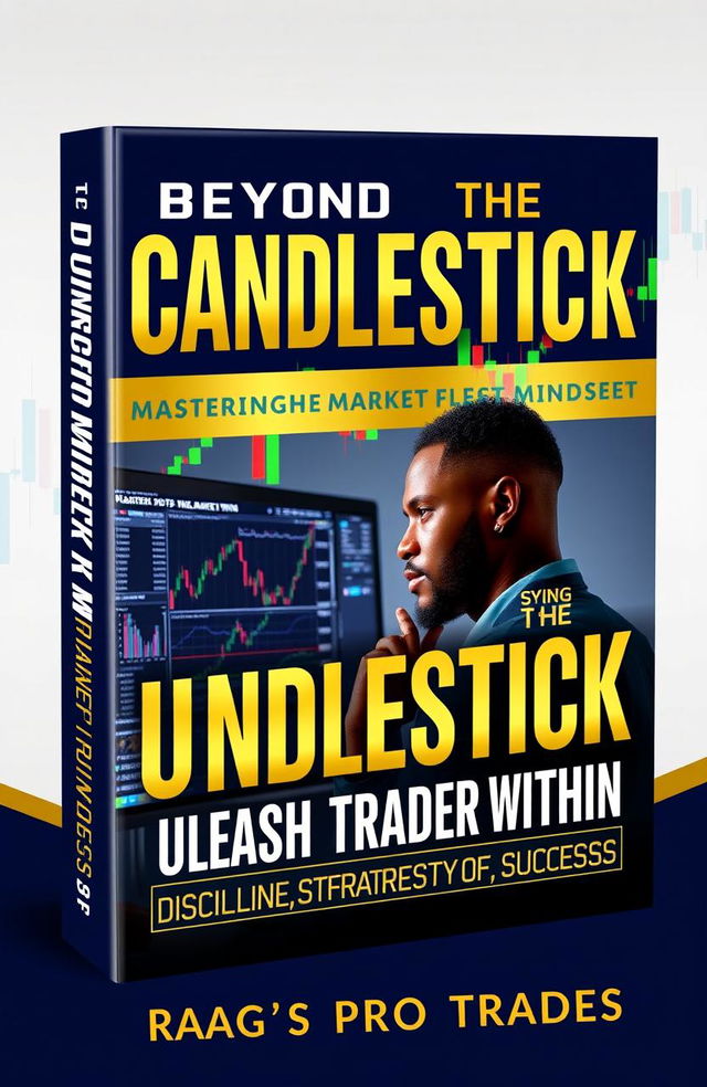 A visually striking book cover design for 'Beyond the Candlestick: Mastering the Market Mindset' and 'Unleash the Trader Within: Discipline, Strategy, and the Secrets of Success' by Raag's Pro Trades