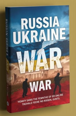 A captivating book cover design featuring the theme of the Russia-Ukraine war