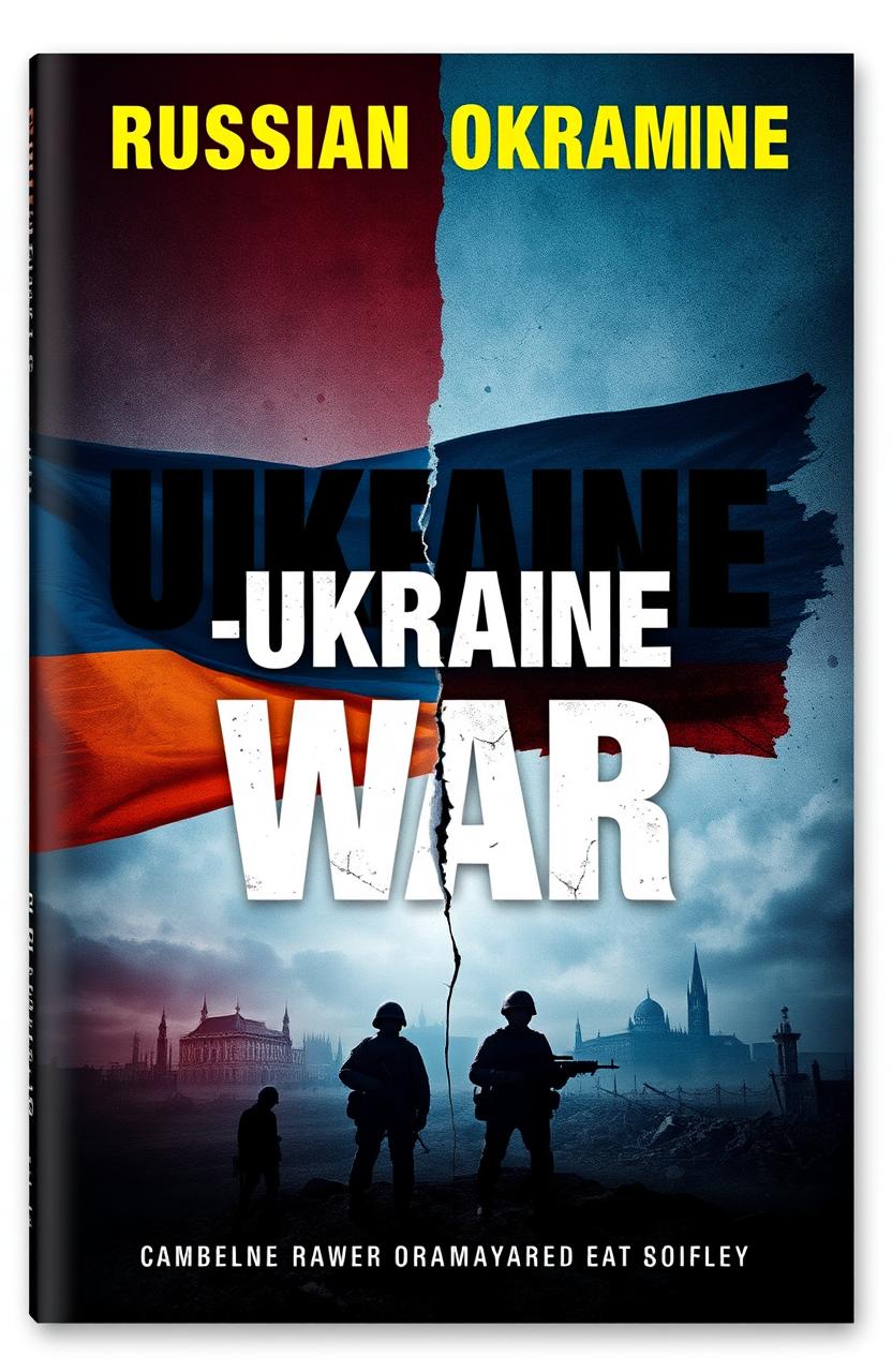 A captivating book cover design featuring the theme of the Russia-Ukraine war