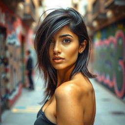 A 29-year-old Spanish woman with tan skin and dark hair