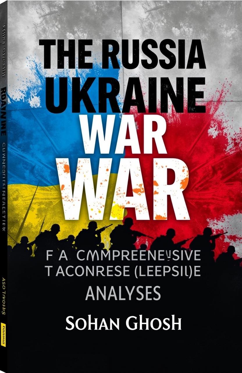 A detailed and engaging book cover design for a book titled 'The Russia-Ukraine War: A Comprehensive Analysis' by Sohan Ghosh