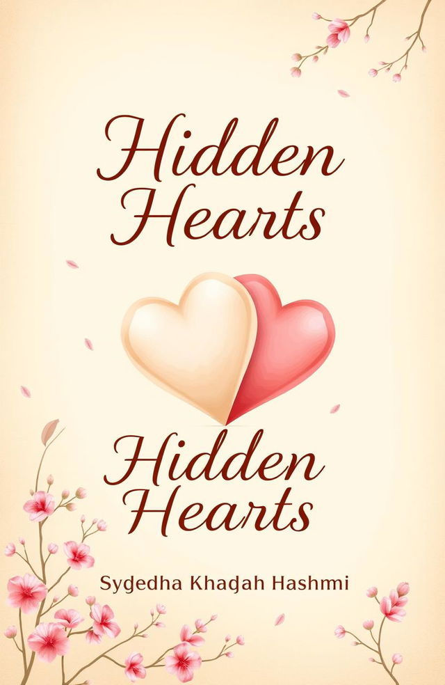 A romantic book cover design titled 'Hidden Heart' featuring two intertwined hearts symbolizing the love of Atticus and Scarlett