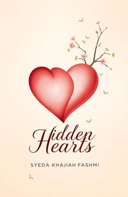 A romantic book cover design titled 'Hidden Heart' featuring two intertwined hearts symbolizing the love of Atticus and Scarlett