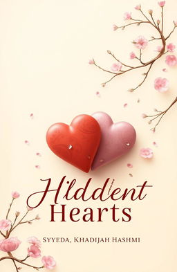 A romantic book cover design titled 'Hidden Heart' featuring two intertwined hearts symbolizing the love of Atticus and Scarlett