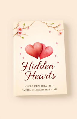 A romantic book cover design titled 'Hidden Heart' featuring two intertwined hearts symbolizing the love of Atticus and Scarlett