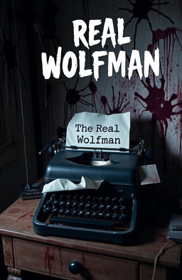 A vintage typewriter on a weathered old desk, surrounded by the eerie ambiance of a haunted room