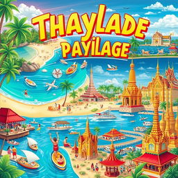 A vibrant and detailed travelogue illustration featuring iconic scenes from Phuket, Pattaya, and Bangkok