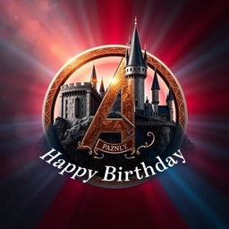 A stunning visual of Hogwarts Castle intricately merged with the Avengers Logo, showcasing the iconic elements of both worlds