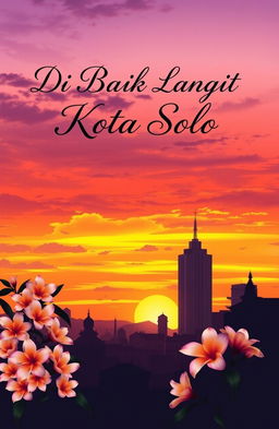 A serene and atmospheric cover illustration featuring the iconic skyline of Solo City, Indonesia, at sunset