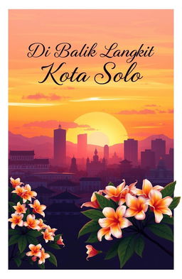 A serene and atmospheric cover illustration featuring the iconic skyline of Solo City, Indonesia, at sunset