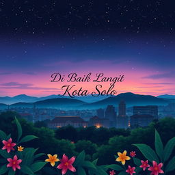 A captivating cover illustration showcasing the enchanting skyline of Solo City, Indonesia, during twilight