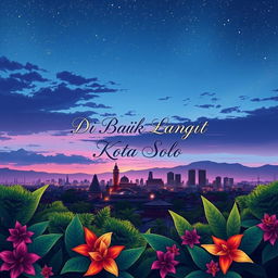 A captivating cover illustration showcasing the enchanting skyline of Solo City, Indonesia, during twilight