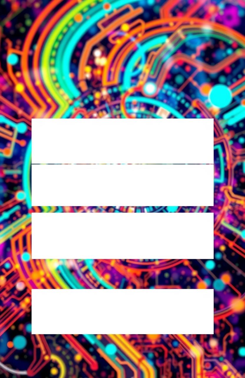 A striking cover page featuring an abstract AI-generated background, showcasing a blend of futuristic elements and vibrant colors that evoke a sense of advanced technology