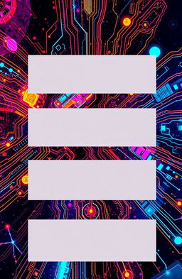 A striking cover page featuring an abstract AI-generated background, showcasing a blend of futuristic elements and vibrant colors that evoke a sense of advanced technology