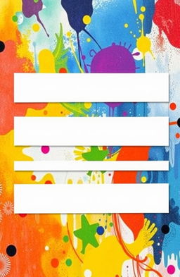 An artistic cover page featuring a vibrant and colorful abstract background filled with dynamic shapes, swirls, and textures, representing creativity and innovation