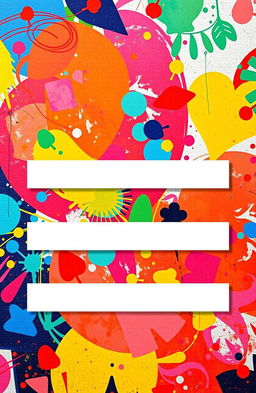 An artistic cover page featuring a vibrant and colorful abstract background filled with dynamic shapes, swirls, and textures, representing creativity and innovation