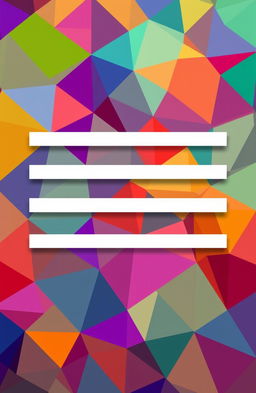 A cover page design featuring a vibrant geometric background composed of colorful shapes like triangles, circles, and hexagons layered intricately to create depth and visual interest