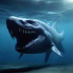 The world's largest sea monster dwelling in the deep ocean, depicted in a 4K, hyper-realistic style.