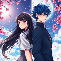 A captivating scene from the spy fiction novel 'Philtre of Fate', portraying the romantic tension between Takashi and Suiren