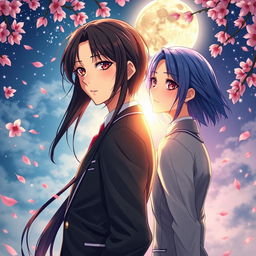 A captivating scene from the spy fiction novel 'Philtre of Fate', portraying the romantic tension between Takashi and Suiren