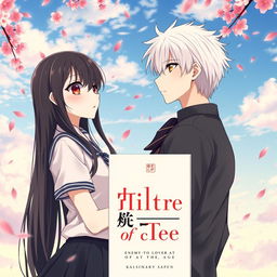 A romantic illustration inspired by the spy fiction novel 'Philtre of Fate', featuring the characters Takashi and Suiren